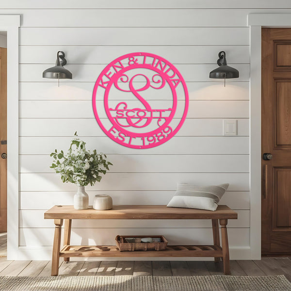 Personalized Name-Initial-Last Name Metal Sign, Name Sign for Home Decor, Name Metal Sign, Name and Initial Wall Decor