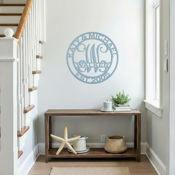 Personalized Name-Initial-Last Name Metal Sign, Name Sign for Home Decor, Name Metal Sign, Name and Initial Wall Decor