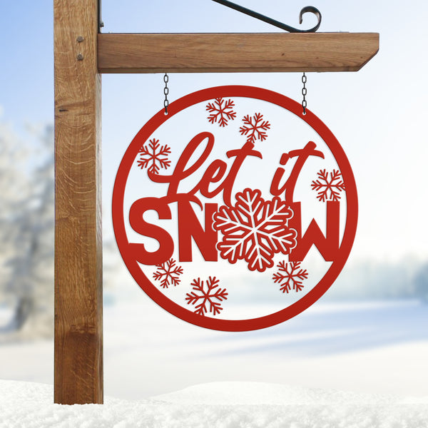 Outdoor Let it Snow Metal Sign,  Winter Decor, Seasonal Decor-Let It Snow Metal Signs -Winter Decor
