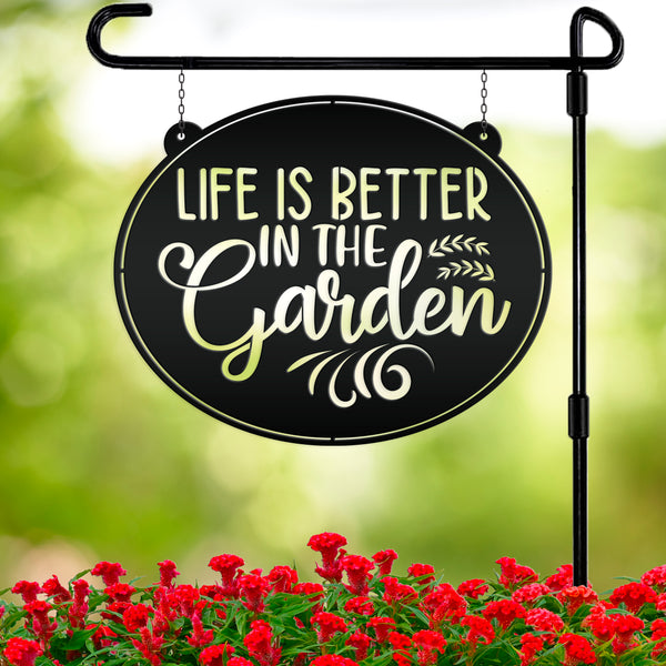 Metal Garden Sign -  Life is Better In The Garden-Gardener Gift-Floral Garden Sign-Garden Wall Art-Garden Art-Garden Decor