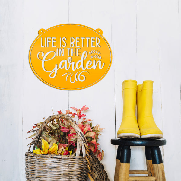 Metal Garden Sign , Life is Better In The Garden, Gardener Gift, Floral Garden Sign, Flower Garden Wall Art, Garden Art