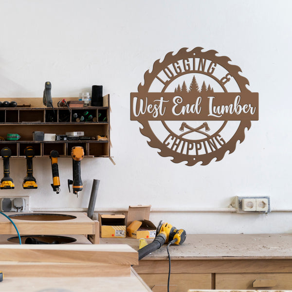 Personalized Logging & Woodworking Sign, Lumber, Timber, Hardwood Metal Business Sign