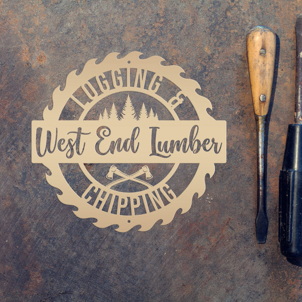 Personalized Logging & Woodworking Sign, Lumber, Timber, Hardwood Metal Business Sign