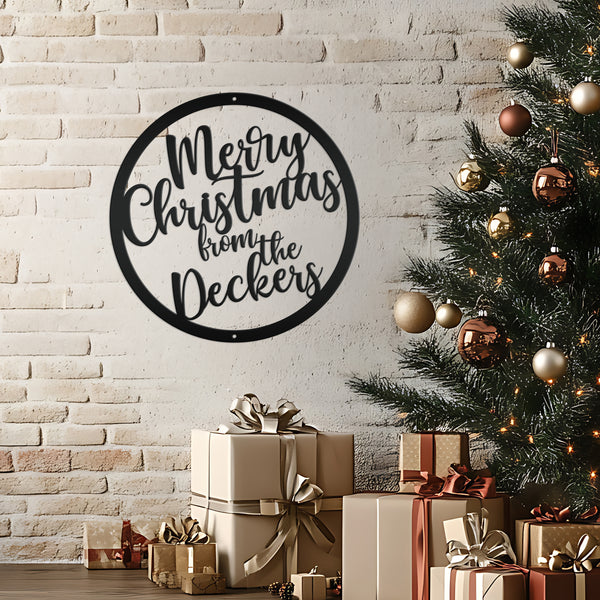 Personalized Merry Christmas Metal Sign