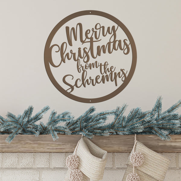 Personalized Merry Christmas Metal Sign