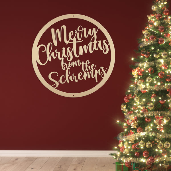 Personalized Merry Christmas Metal Sign