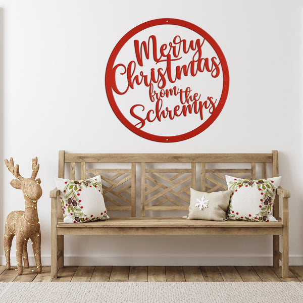 Personalized Merry Christmas Metal Sign