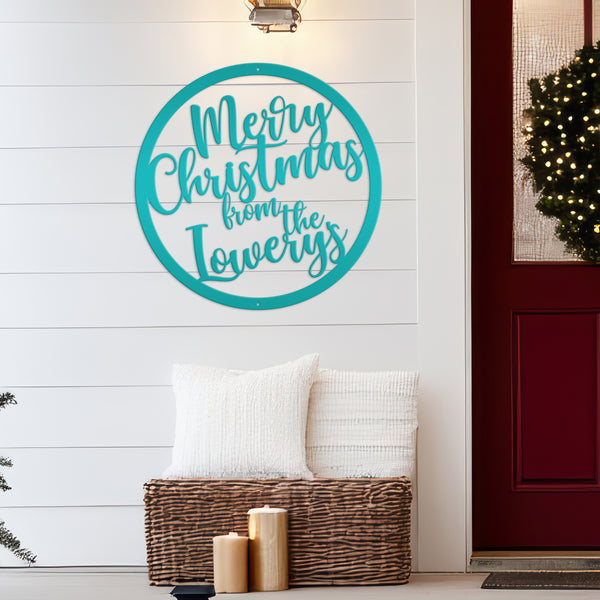 Personalized Merry Christmas Metal Sign