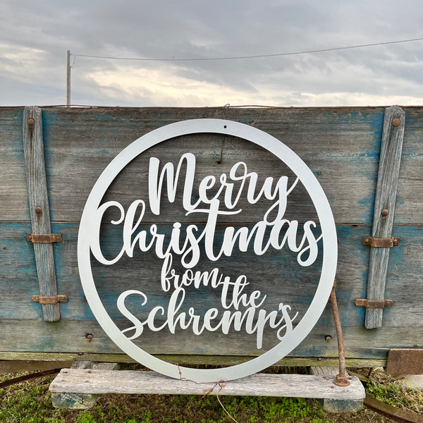 Personalized Merry Christmas Metal Sign