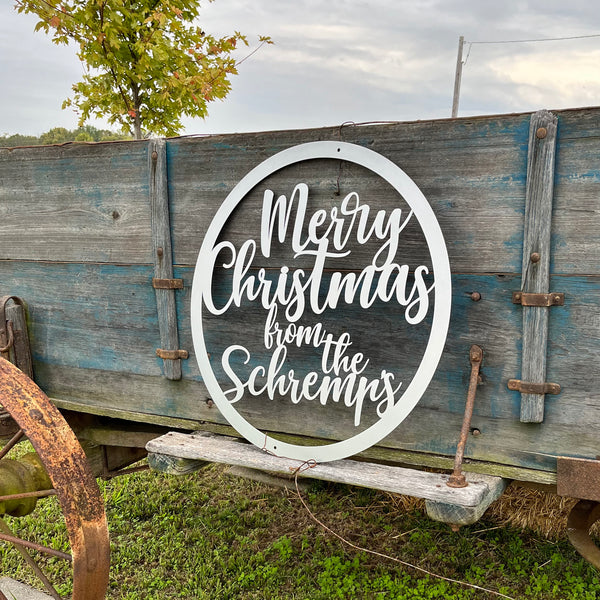 Personalized Merry Christmas Metal Sign