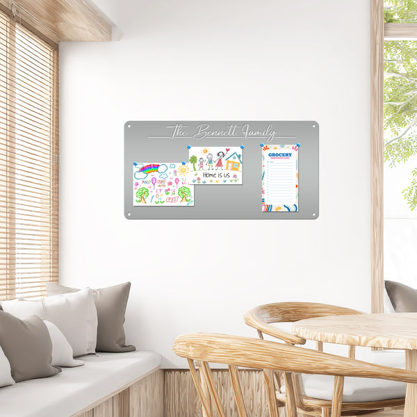 Magnet Board with Customized Saying - Home Organization - Art & Photo Display - Travel Souvenir Wall Hanging - Children's Artwork Exhibit