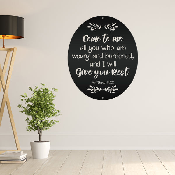 Bible Verse Christian Metal Sign - Christian Wall Art - Matthew 11-Religious-Christian Home decor-Wall Decor-Wall Art