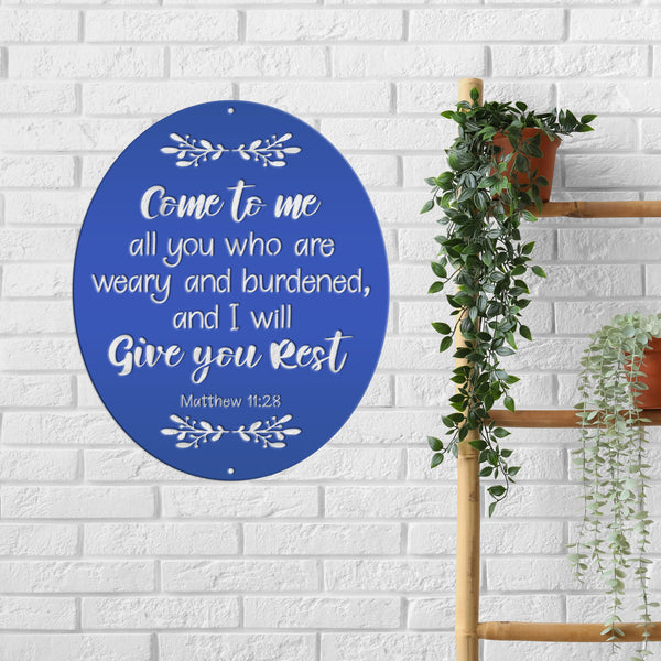 Bible Verse Christian Metal Sign - Christian Wall Art - Matthew 11-Religious-Christian Home decor-Wall Decor-Wall Art