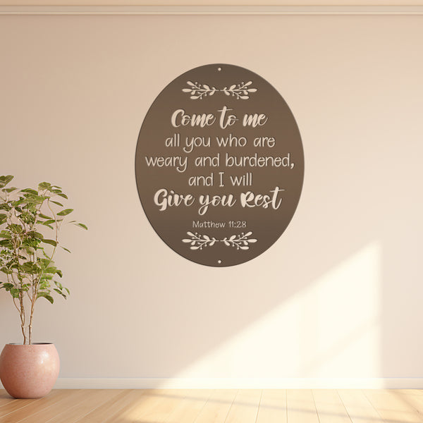 Bible Verse Christian Metal Sign - Christian Wall Art - Matthew 11-Religious-Christian Home decor-Wall Decor-Wall Art