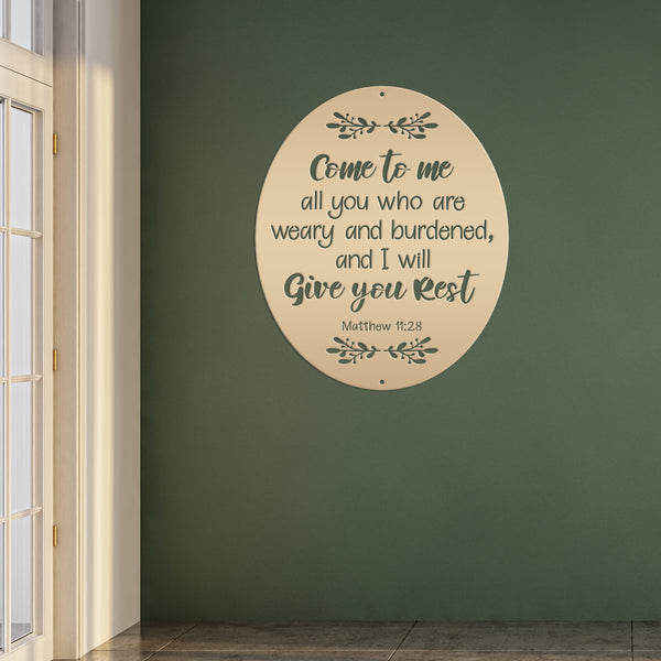 Bible Verse Christian Metal Sign - Christian Wall Art - Matthew 11-Religious-Christian Home decor-Wall Decor-Wall Art