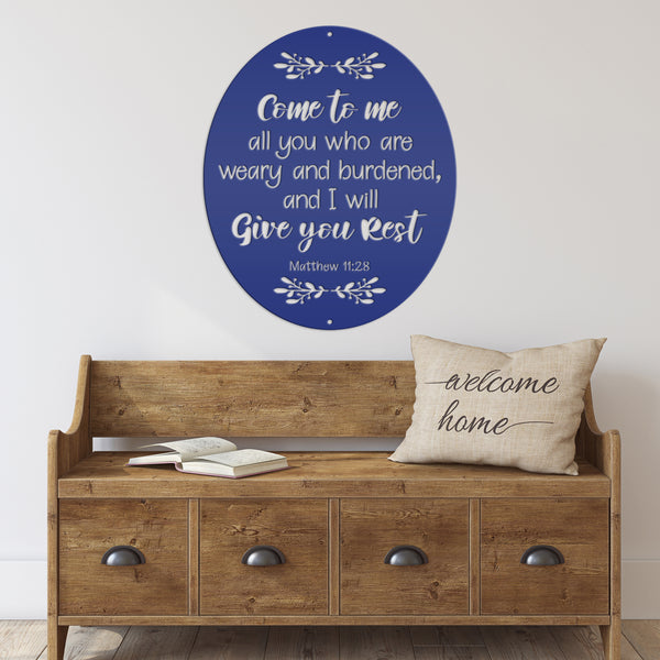 Bible Verse Christian Metal Sign - Christian Wall Art - Matthew 11-Religious-Christian Home decor-Wall Decor-Wall Art