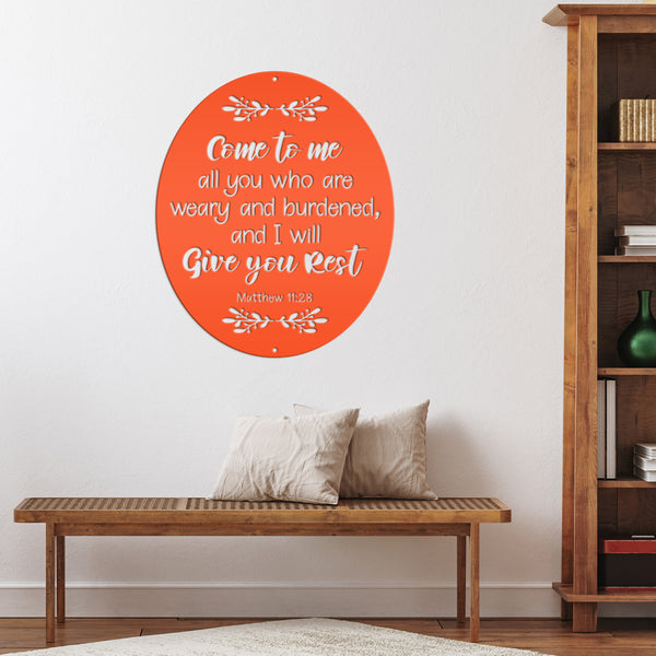 Bible Verse Christian Metal Sign - Christian Wall Art - Matthew 11-Religious-Christian Home decor-Wall Decor-Wall Art