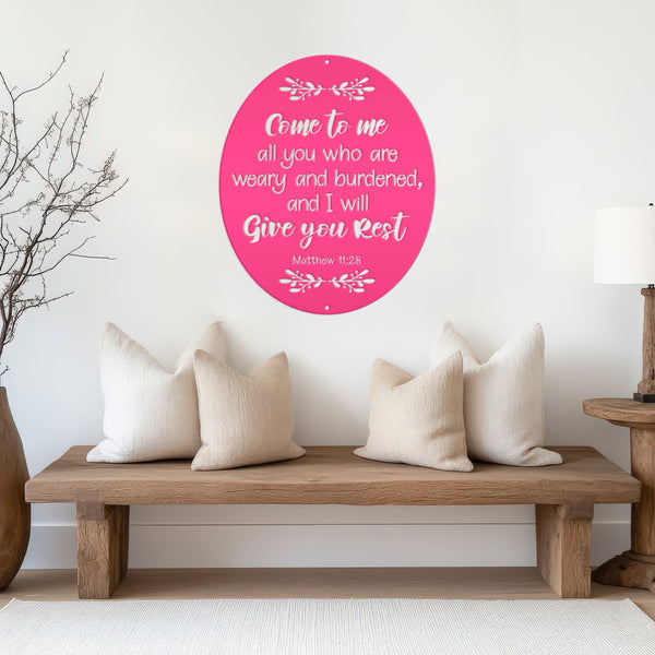 Bible Verse Christian Metal Sign - Christian Wall Art - Matthew 11-Religious-Christian Home decor-Wall Decor-Wall Art