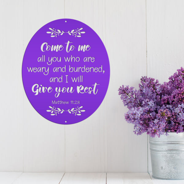 Bible Verse Christian Metal Sign - Christian Wall Art - Matthew 11-Religious-Christian Home decor-Wall Decor-Wall Art