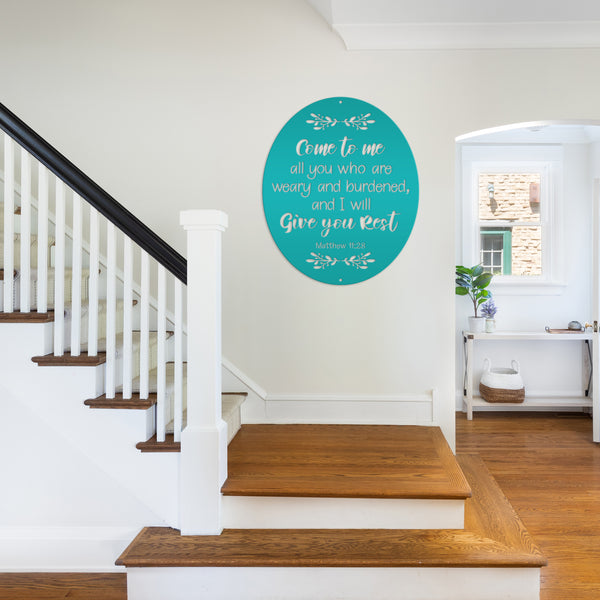 Bible Verse Christian Metal Sign - Christian Wall Art - Matthew 11-Religious-Christian Home decor-Wall Decor-Wall Art