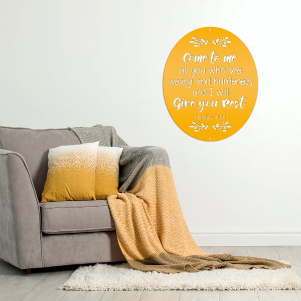 Bible Verse Christian Metal Sign - Christian Wall Art - Matthew 11-Religious-Christian Home decor-Wall Decor-Wall Art