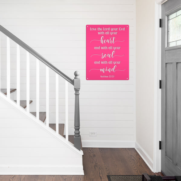 Christian Bible Verse Metal Sign - Religious Home Decor - Matthew 22 - Farmhouse Wall Hanging - Inspirational Jesus Art - Christian Gifts