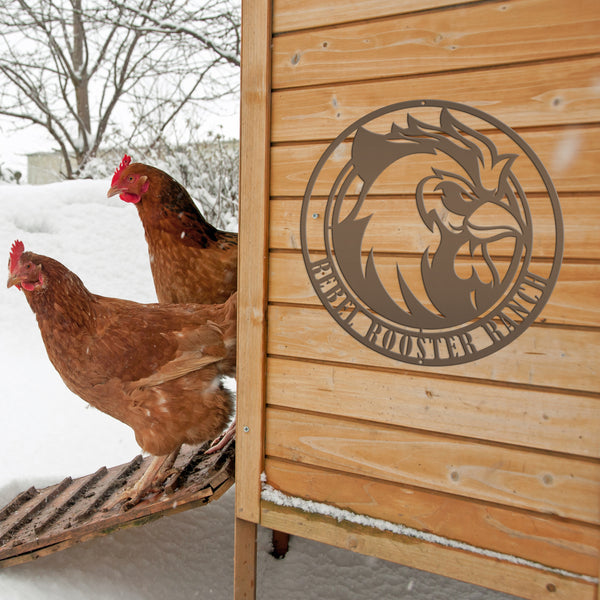 Personalized Round Mean Chicken/Rooster Farm Metal Sign-Rooster Metal Decor