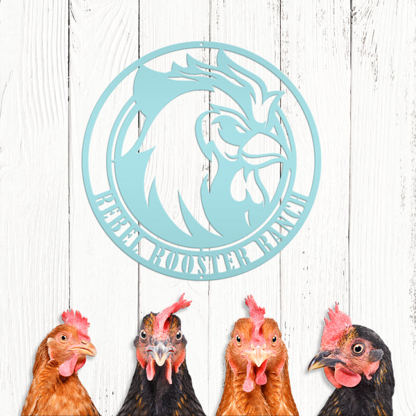 Personalized Round Mean Chicken/Rooster Farm Metal Sign-Rooster Metal Decor