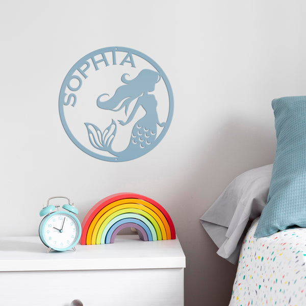 Personalized Mermaid Circle Metal Sign, Mermaid Wall Decor, Mermaid Wall Art for Bedroom, Girls Bedroom Mermaid Decor, Mermaid Lovers, Gift for Mermaid Lover