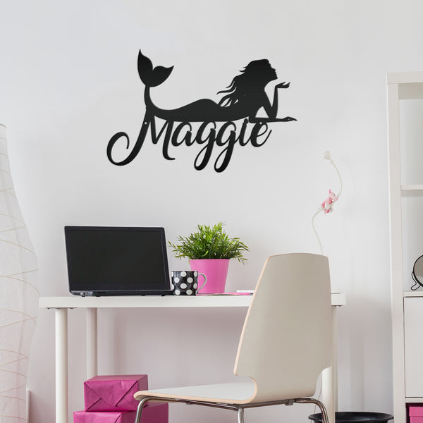 Personalized Mermaid Metal Sign, Mermaid Lovers, Mermaid Themed Wall Decor, Mermaid Theme Bedroom Wall Art, Mermaid Wall Decor, Mermaid Gift, Mermaid Girls Bedroom Wall Decor
