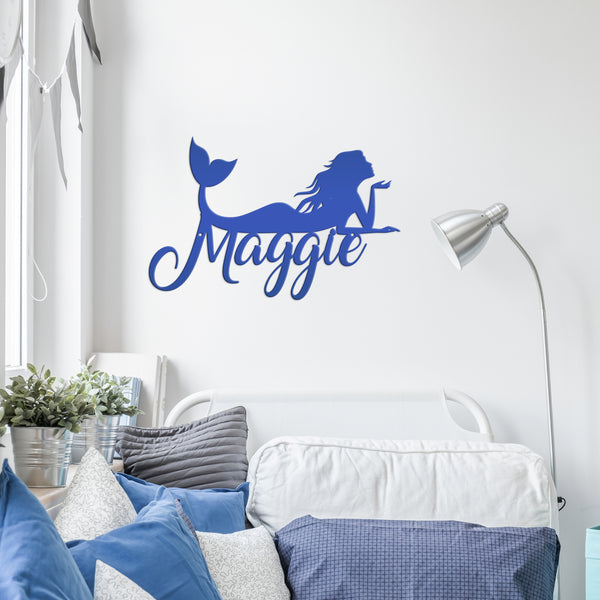 Personalized Mermaid Metal Sign, Mermaid Lovers, Mermaid Themed Wall Decor, Mermaid Theme Bedroom Wall Art, Mermaid Wall Decor, Mermaid Gift, Mermaid Girls Bedroom Wall Decor