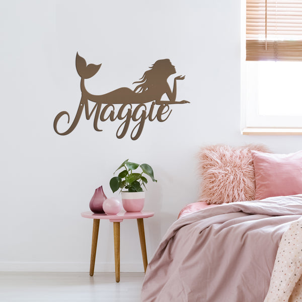 Personalized Mermaid Metal Sign, Mermaid Lovers, Mermaid Themed Wall Decor, Mermaid Theme Bedroom Wall Art, Mermaid Wall Decor, Mermaid Gift, Mermaid Girls Bedroom Wall Decor