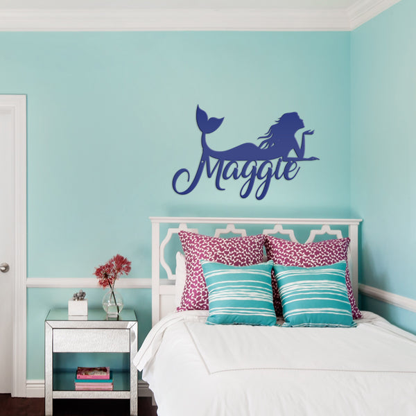 Personalized Mermaid Metal Sign, Mermaid Lovers, Mermaid Themed Wall Decor, Mermaid Theme Bedroom Wall Art, Mermaid Wall Decor, Mermaid Gift, Mermaid Girls Bedroom Wall Decor