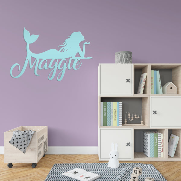 Personalized Mermaid Metal Sign, Mermaid Lovers, Mermaid Themed Wall Decor, Mermaid Theme Bedroom Wall Art, Mermaid Wall Decor, Mermaid Gift, Mermaid Girls Bedroom Wall Decor