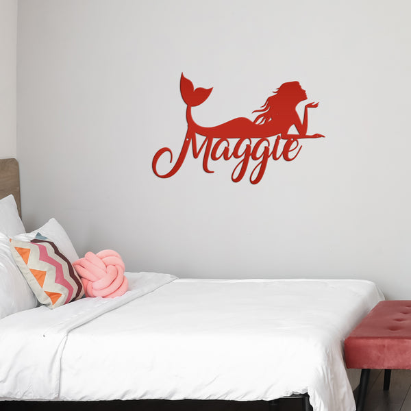 Personalized Mermaid Metal Sign, Mermaid Lovers, Mermaid Themed Wall Decor, Mermaid Theme Bedroom Wall Art, Mermaid Wall Decor, Mermaid Gift, Mermaid Girls Bedroom Wall Decor