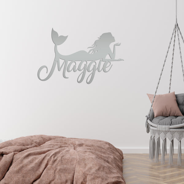 Personalized Mermaid Metal Sign, Mermaid Lovers, Mermaid Themed Wall Decor, Mermaid Theme Bedroom Wall Art, Mermaid Wall Decor, Mermaid Gift, Mermaid Girls Bedroom Wall Decor