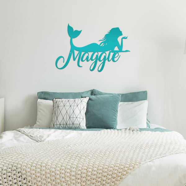 Personalized Mermaid Metal Sign, Mermaid Lovers, Mermaid Themed Wall Decor, Mermaid Theme Bedroom Wall Art, Mermaid Wall Decor, Mermaid Gift, Mermaid Girls Bedroom Wall Decor