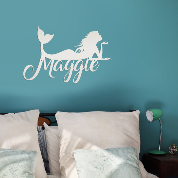 Personalized Mermaid Metal Sign, Mermaid Lovers, Mermaid Themed Wall Decor, Mermaid Theme Bedroom Wall Art, Mermaid Wall Decor, Mermaid Gift, Mermaid Girls Bedroom Wall Decor