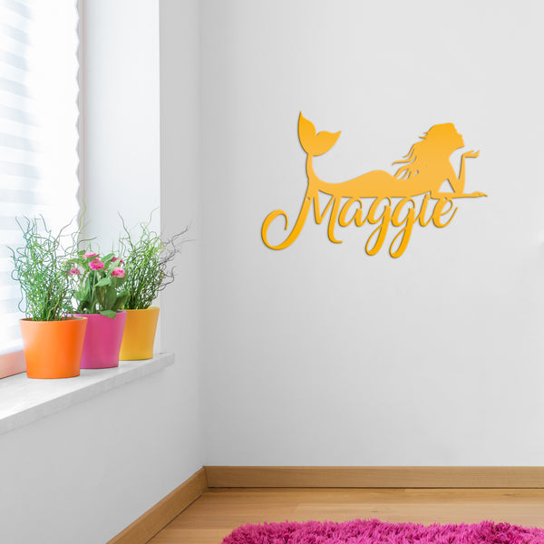 Personalized Mermaid Metal Sign, Mermaid Lovers, Mermaid Themed Wall Decor, Mermaid Theme Bedroom Wall Art, Mermaid Wall Decor, Mermaid Gift, Mermaid Girls Bedroom Wall Decor