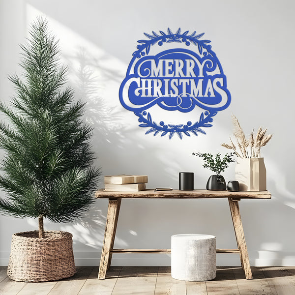Metal Christmas Wreath Sign, Holiday Decor, Indoor, Outdoor
