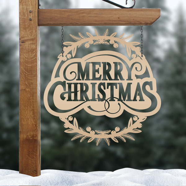 Metal Christmas Wreath Sign, Holiday Decor, Indoor, Outdoor