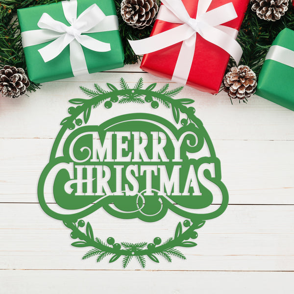 Metal Christmas Wreath Sign, Holiday Decor, Indoor, Outdoor