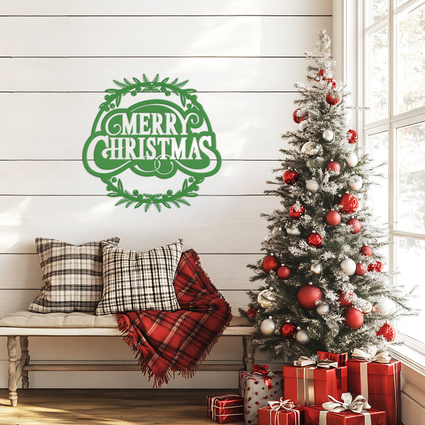 Metal Christmas Wreath Sign, Holiday Decor, Indoor, Outdoor