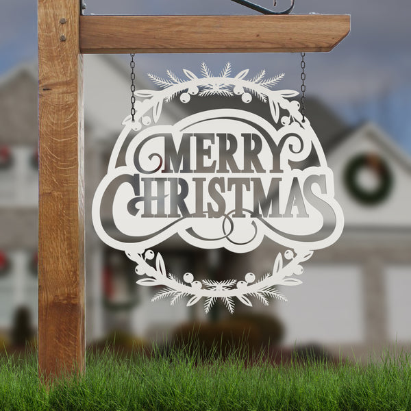 Metal Christmas Wreath Sign, Holiday Decor, Indoor, Outdoor