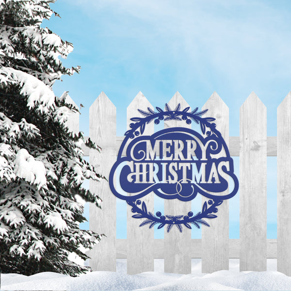 Metal Christmas Wreath Sign, Holiday Decor, Indoor, Outdoor