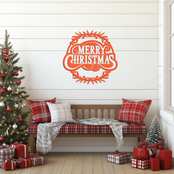 Metal Christmas Wreath Sign, Holiday Decor, Indoor, Outdoor