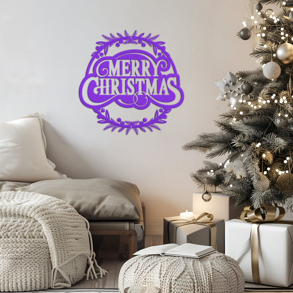 Metal Christmas Wreath Sign, Holiday Decor, Indoor, Outdoor