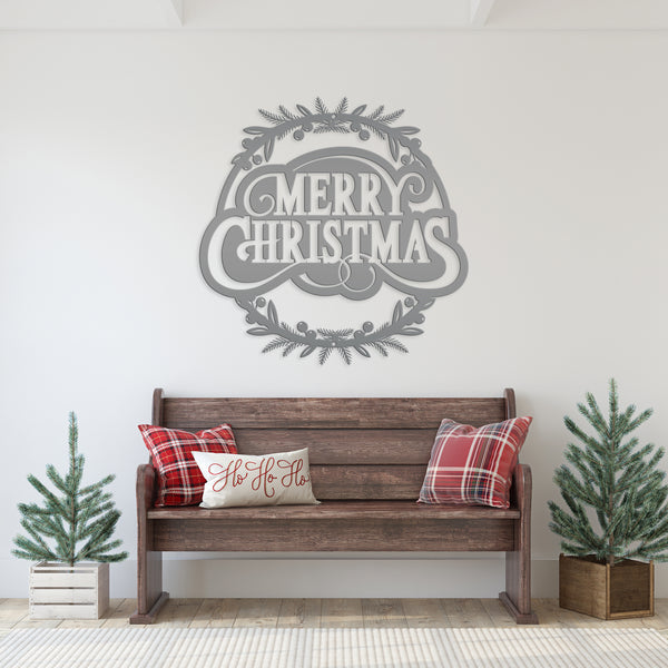 Metal Christmas Wreath Sign, Holiday Decor, Indoor, Outdoor