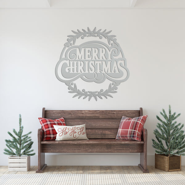 Metal Christmas Wreath Sign, Holiday Decor, Indoor, Outdoor
