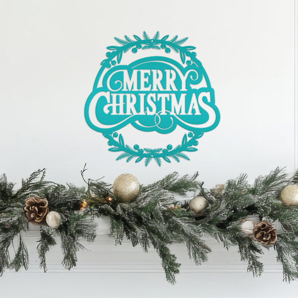 Metal Christmas Wreath Sign, Holiday Decor, Indoor, Outdoor